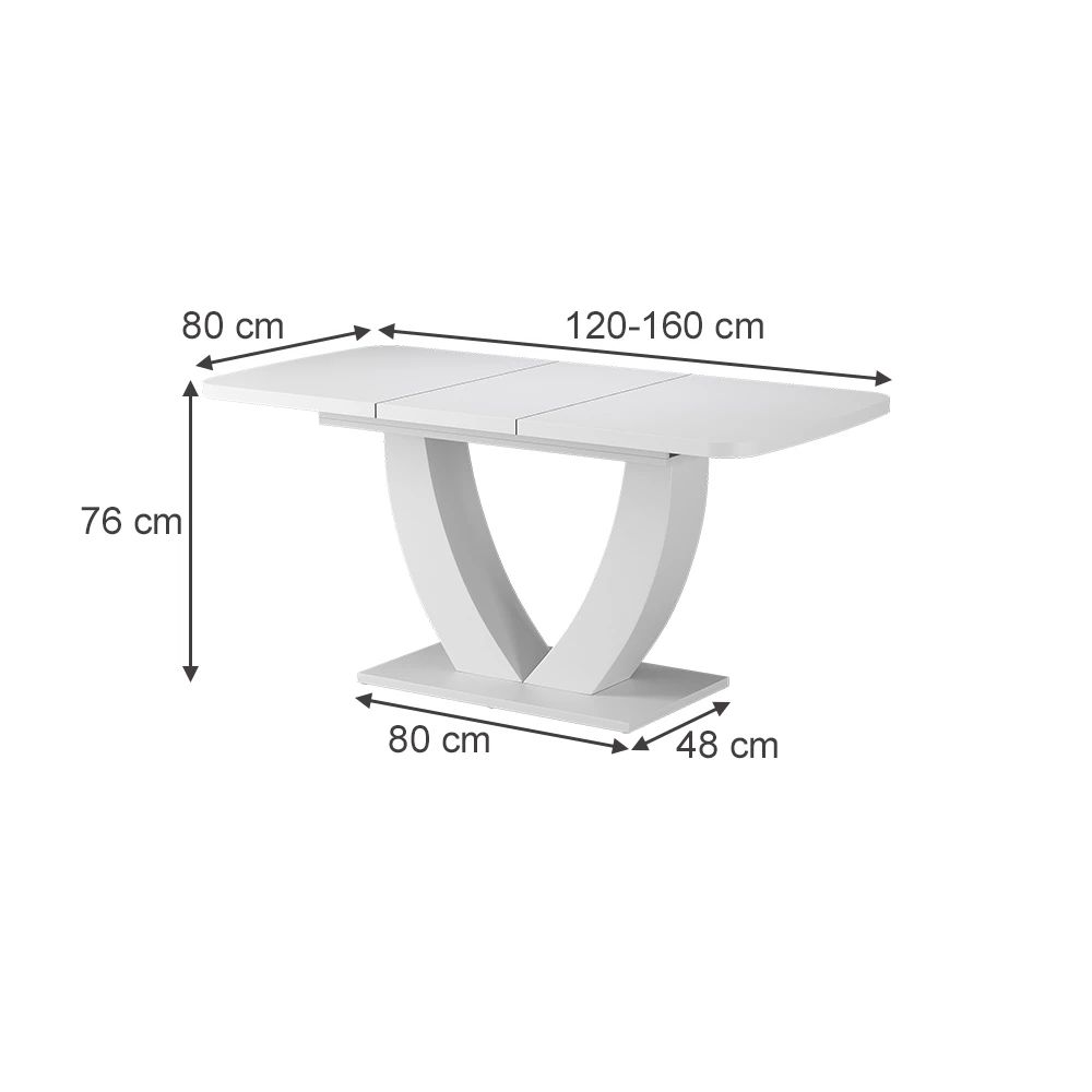 Dining table in White on white background