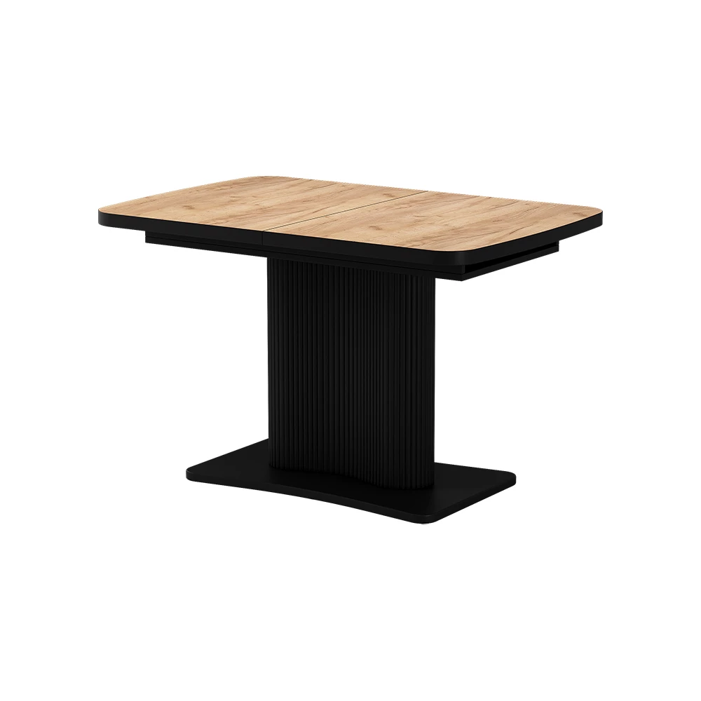 Dining table in Goldkraft oak/black on white background