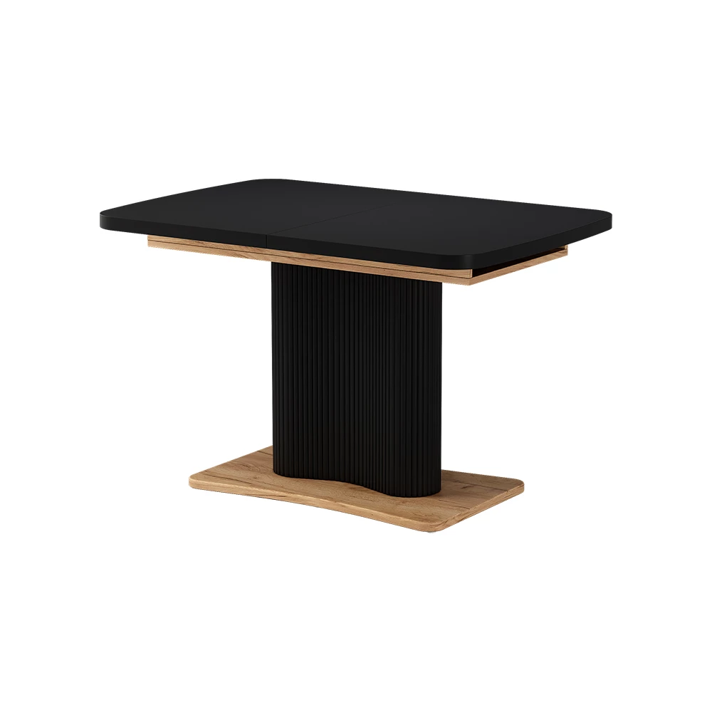 Dining table in Black/gold oak on white background