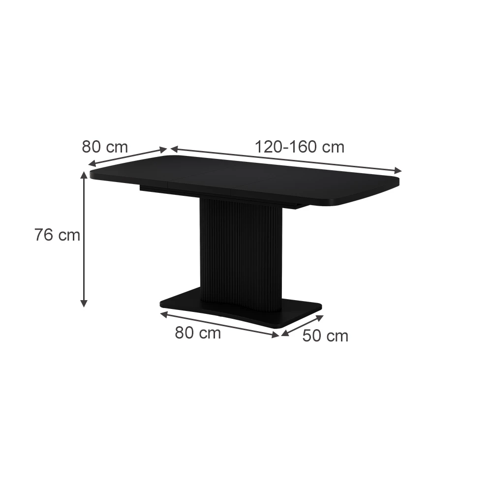 Dining table in Black on white background