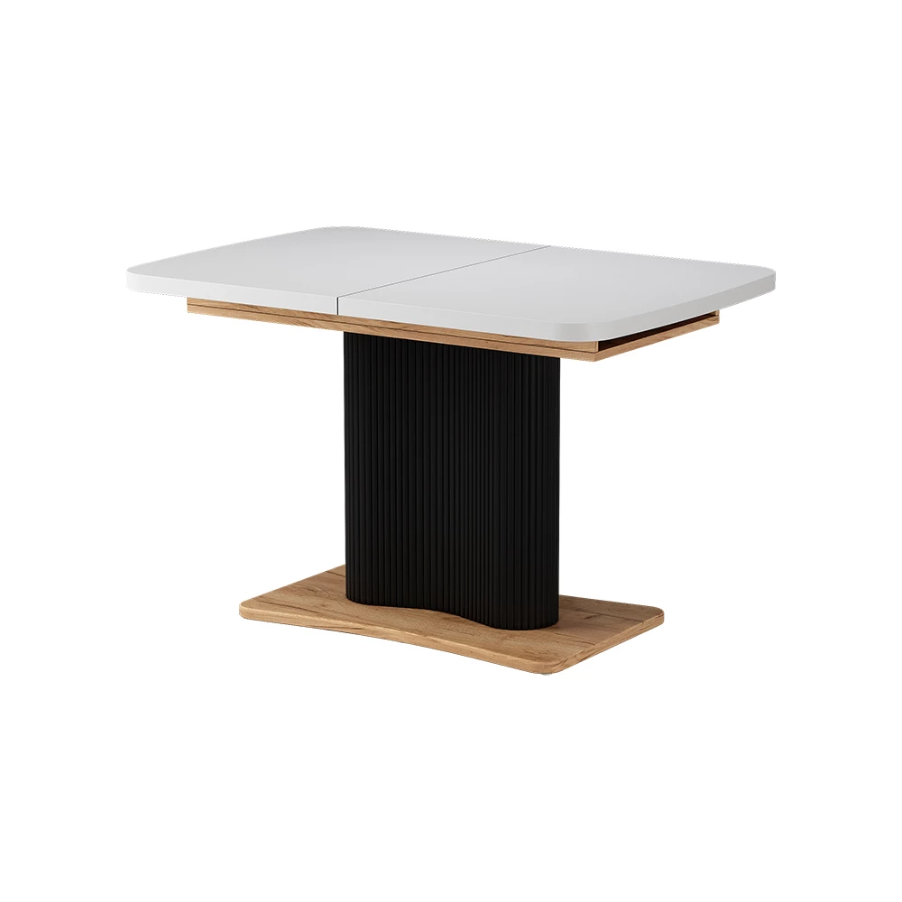 Dining table in White/golden oak on white background