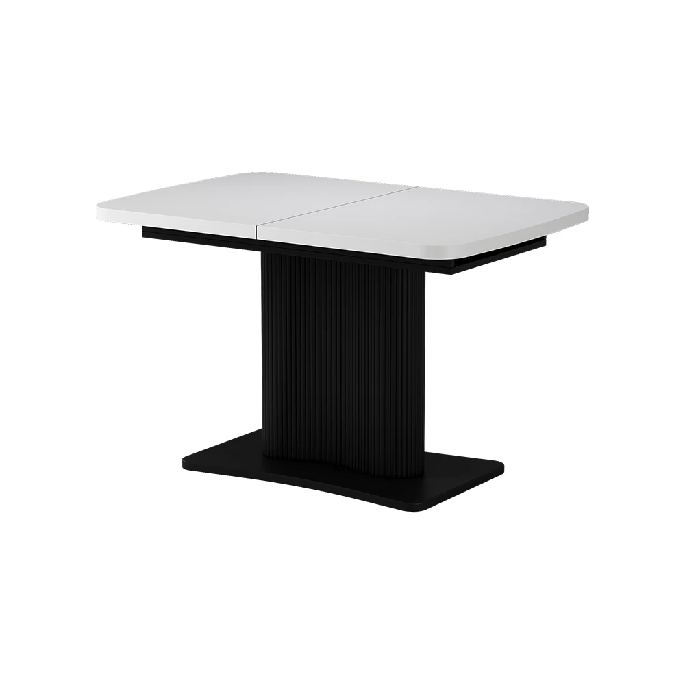 Dining table in White/black on white background