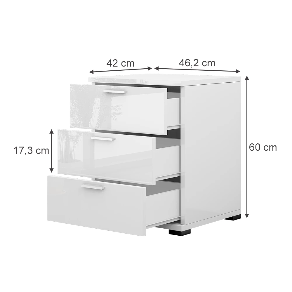 Stolik nocny in Biały wysoki połysk on white background