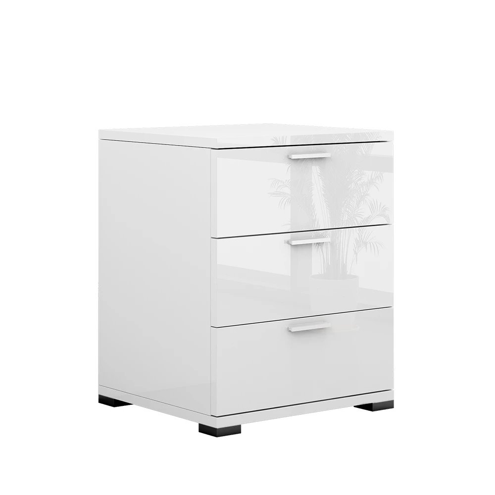 Noćni Ormarić u boji Sjajna Bijela   na bijeloj pozadini