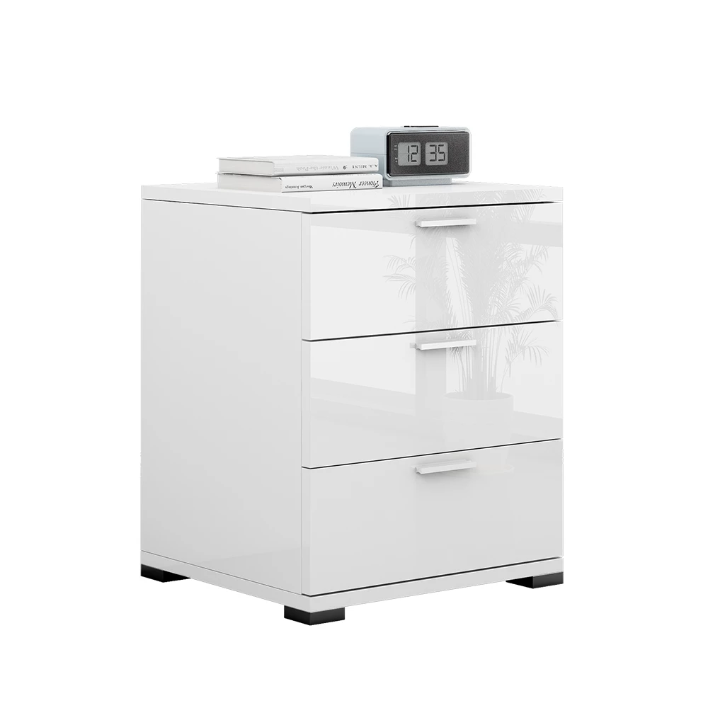 Yöpöytä in Valkoinen korkeakiilto on white background with decorative elements