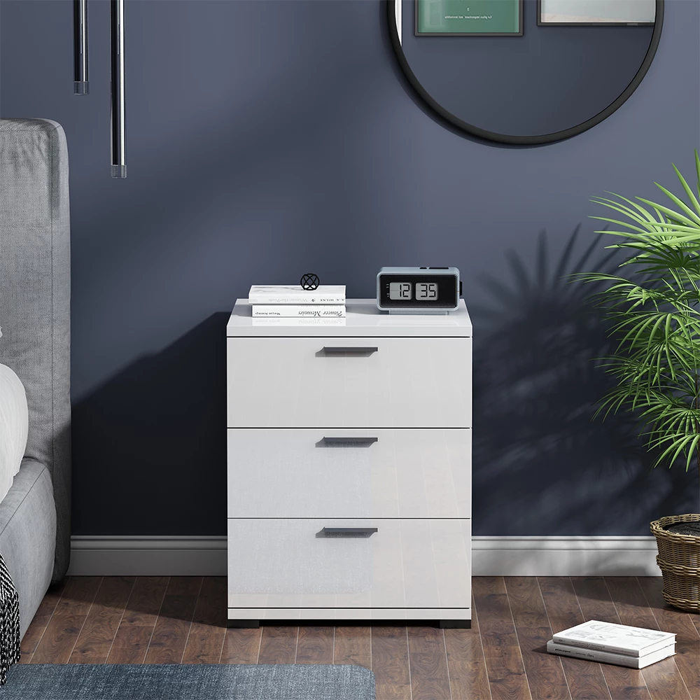 Yöpöytä Marseille Valkoinen korkeakiilto 46.2x60 cm Vicco