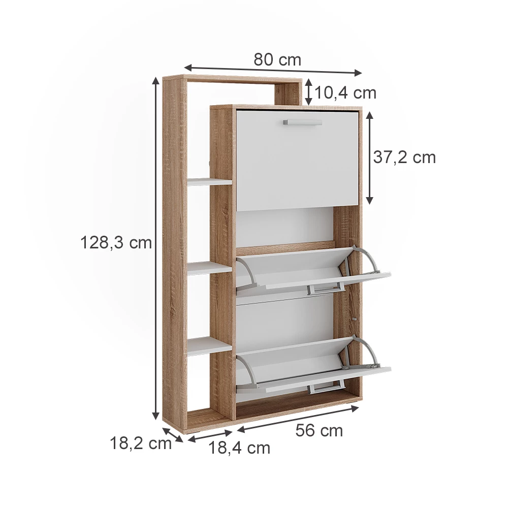 Skotipper i farven Hvid/Sonoma på hvid baggrund