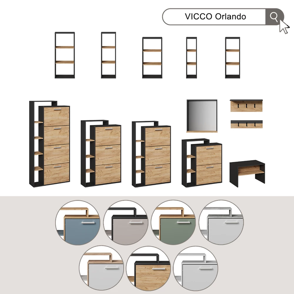 Skotipper Orlando Hvid/beton 80 x 128.3 cm med 3 hængslede rum Vicco