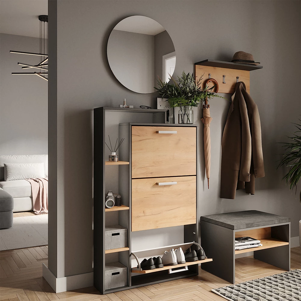 Skotipper Orlando Guld power eg/antracit 80 x 128.3 cm med 3 sammenklappelige rum Vicco