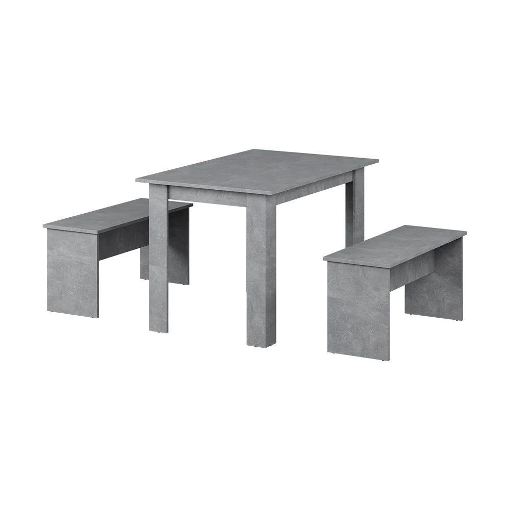 Dining table set in Concrete on white background