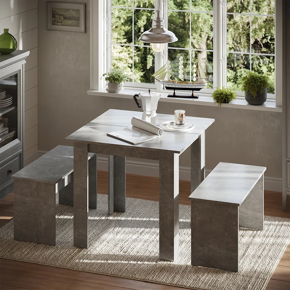 Súprava jedálenského stola in betón shown in ambient setting with decoration