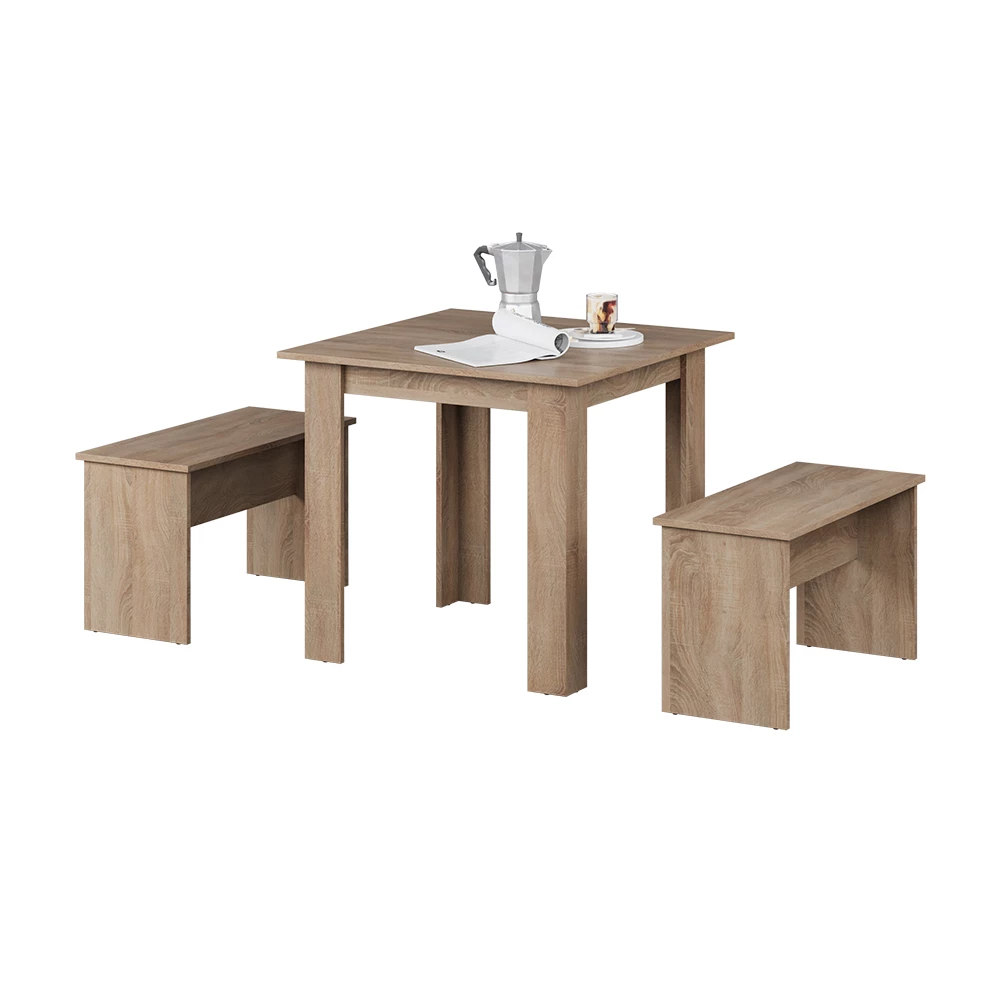 Dining table set in Sonoma on white background with decorative elements