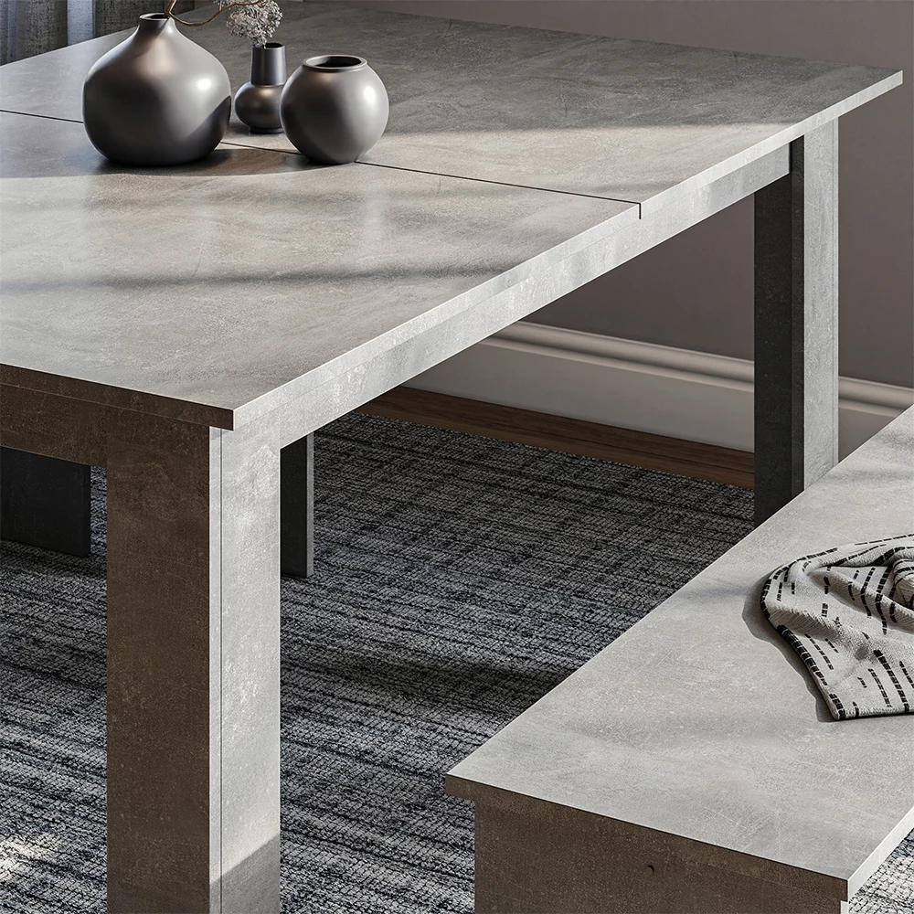 Close-up of Grupa ławek narożnych in Beton, showing texture/details