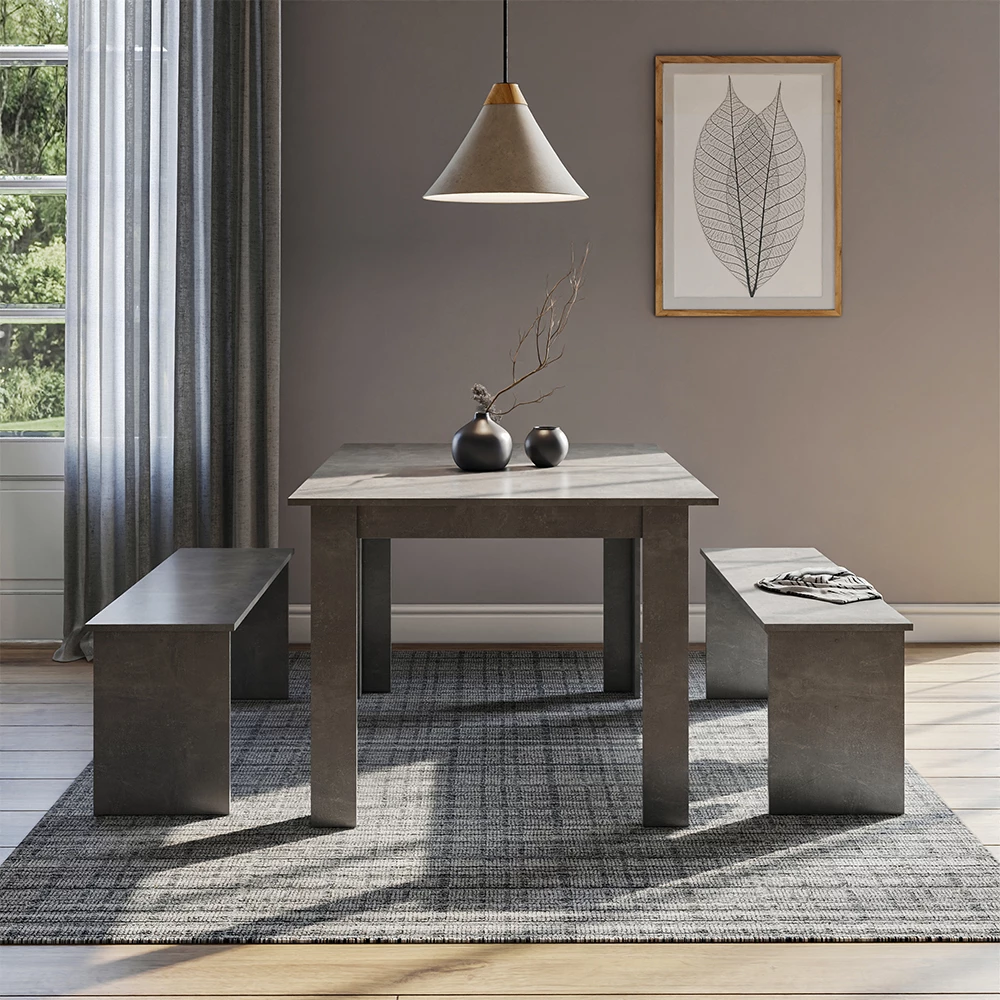 Grupa ławek narożnych Sentio Beton 137.6 x 92.8 cm z 2 ławkami Vicco