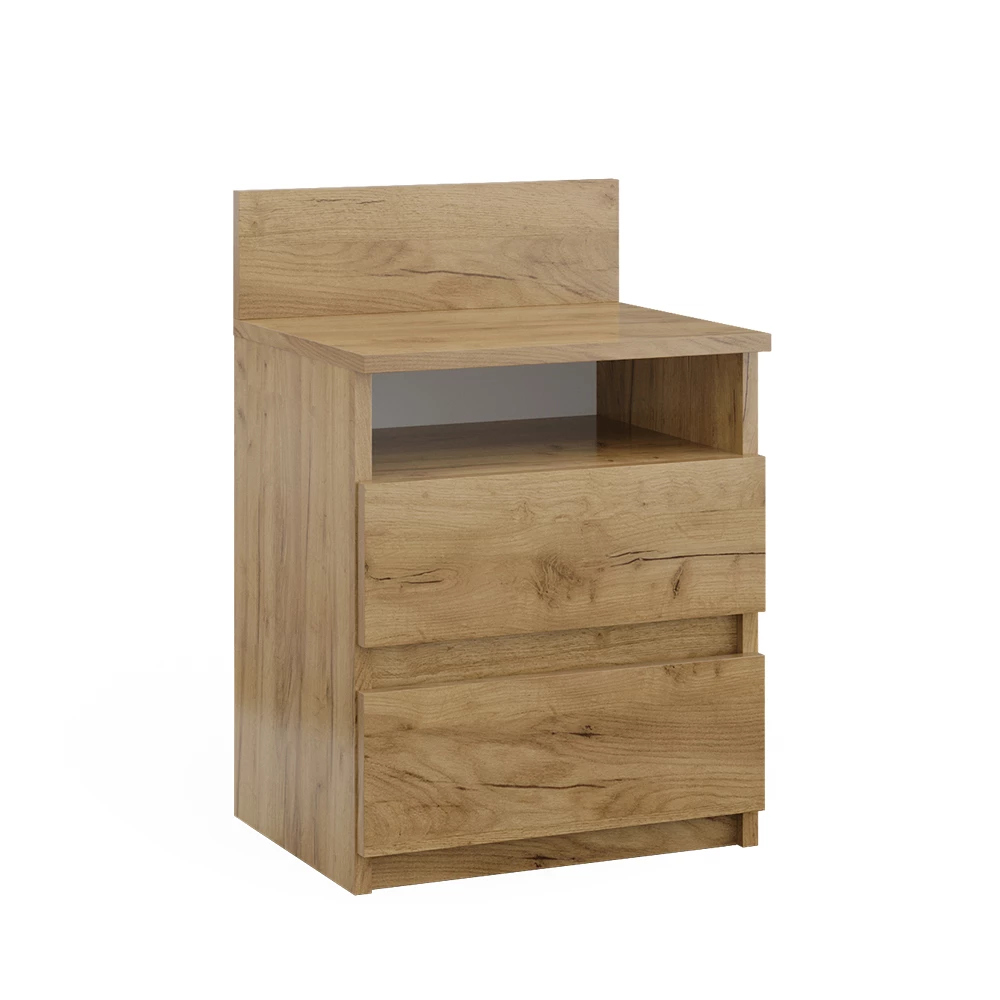 Nachttisch in Goldkraft Eiche auf weißem Hintergrund