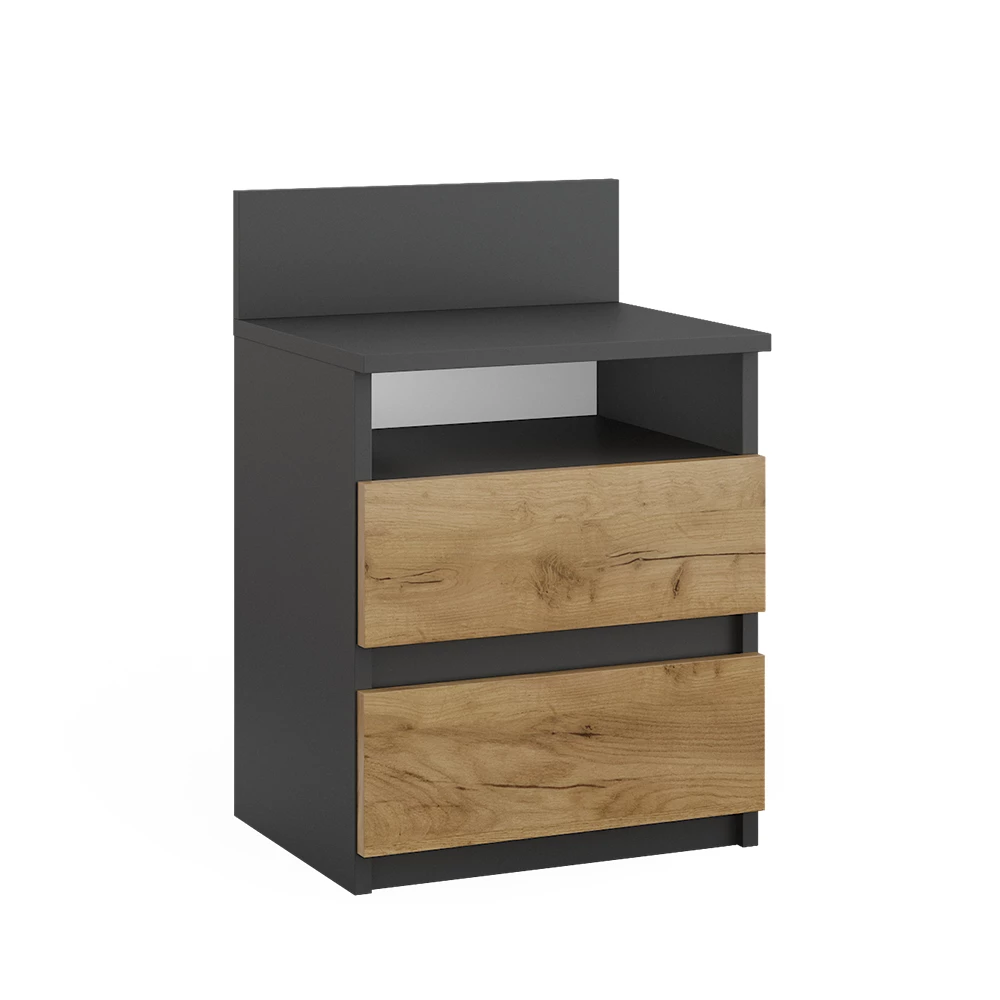 Nachttisch in Anthrazit/Goldkraft Eiche auf weißem Hintergrund