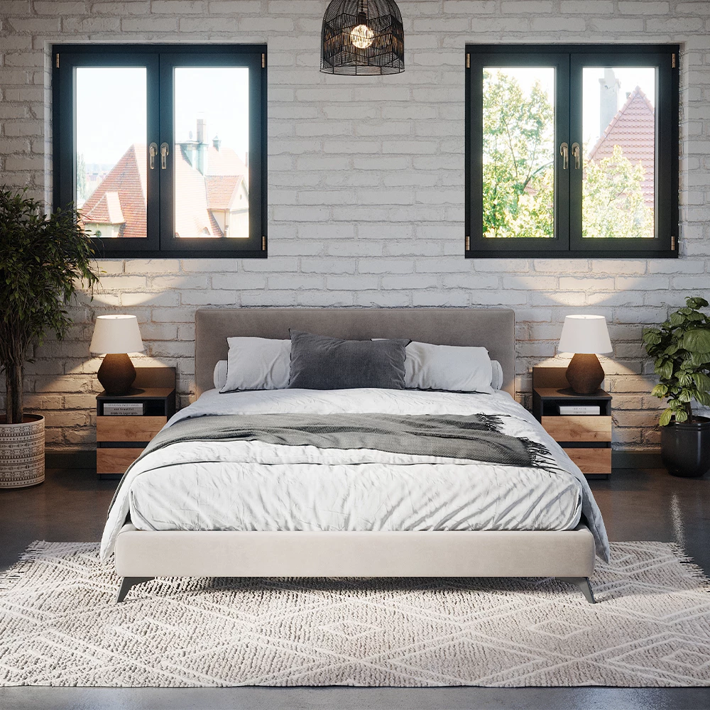 Nachttisch Monty Anthrazit/Goldkraft Eiche 32.3 x 59.1 cm livinity®