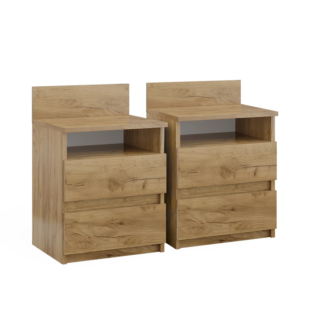 Nachttisch in Goldkraft Eiche auf weißem Hintergrund