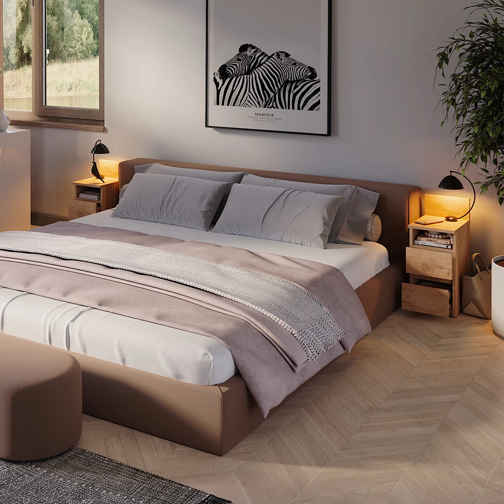 Close-up of Nachttisch in carvalho goldkraft, showing design and surface details