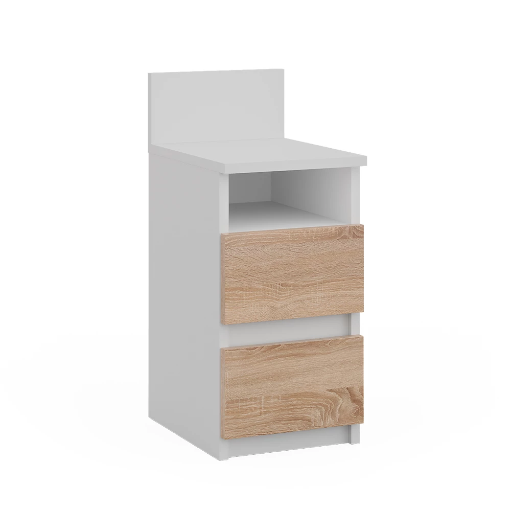 Bedside table in White/Sonoma on white background