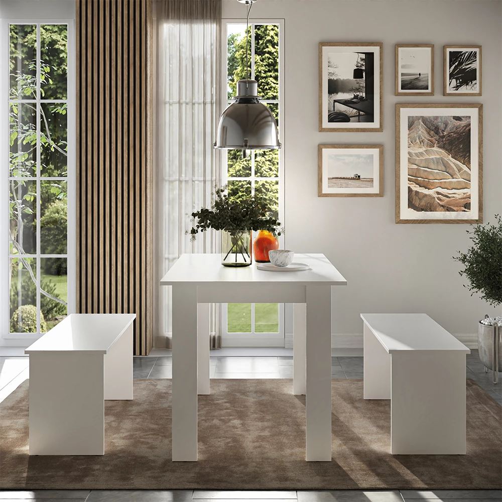 Étkezőasztal készlet Sentio Fehér 112 x 73.6 cm 2 paddal Vicco