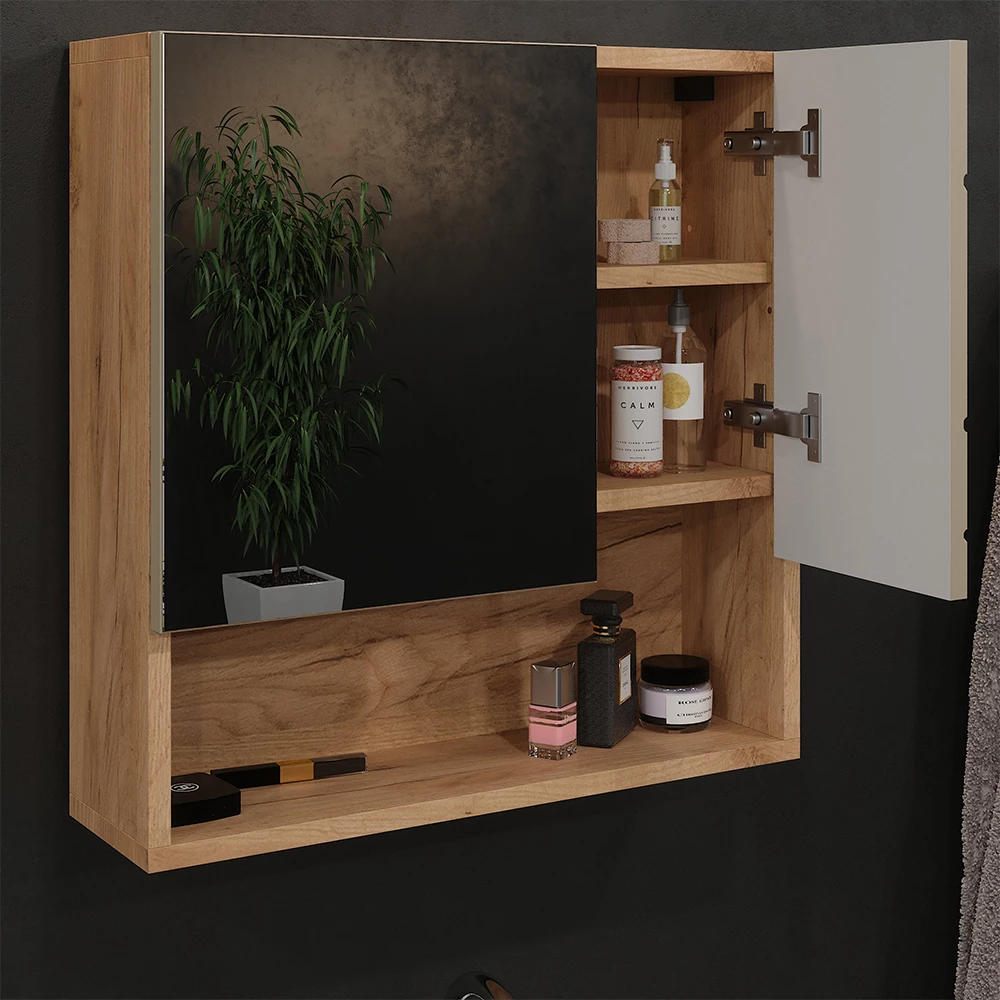 Close-up of Badkamermeubelset in Beige, showing texture/details