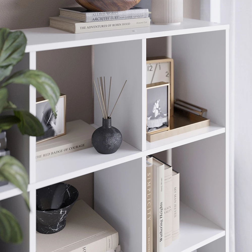 Nahaufnahme von Raumteiler in Weiß, zeigt Textur/Details