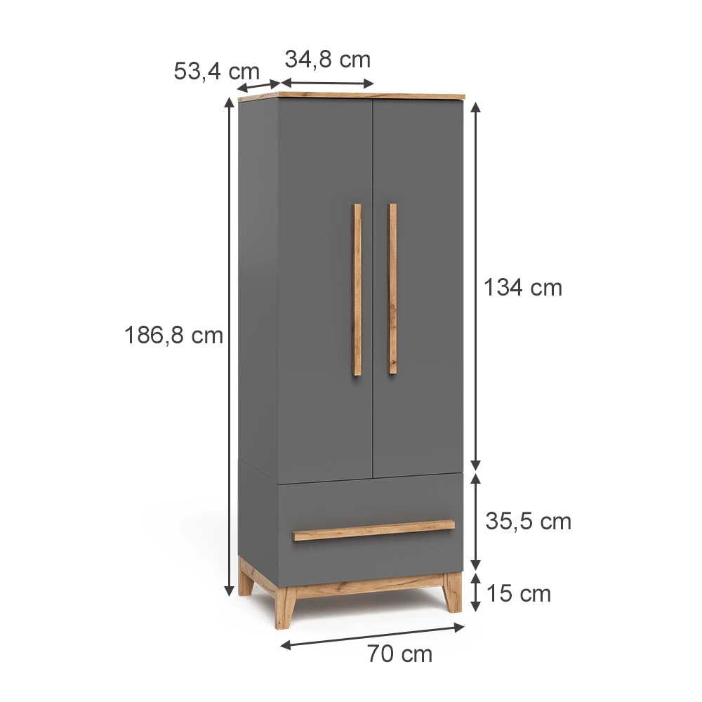 Guarda-roupa infantil in Cinza/Artesanal on white background