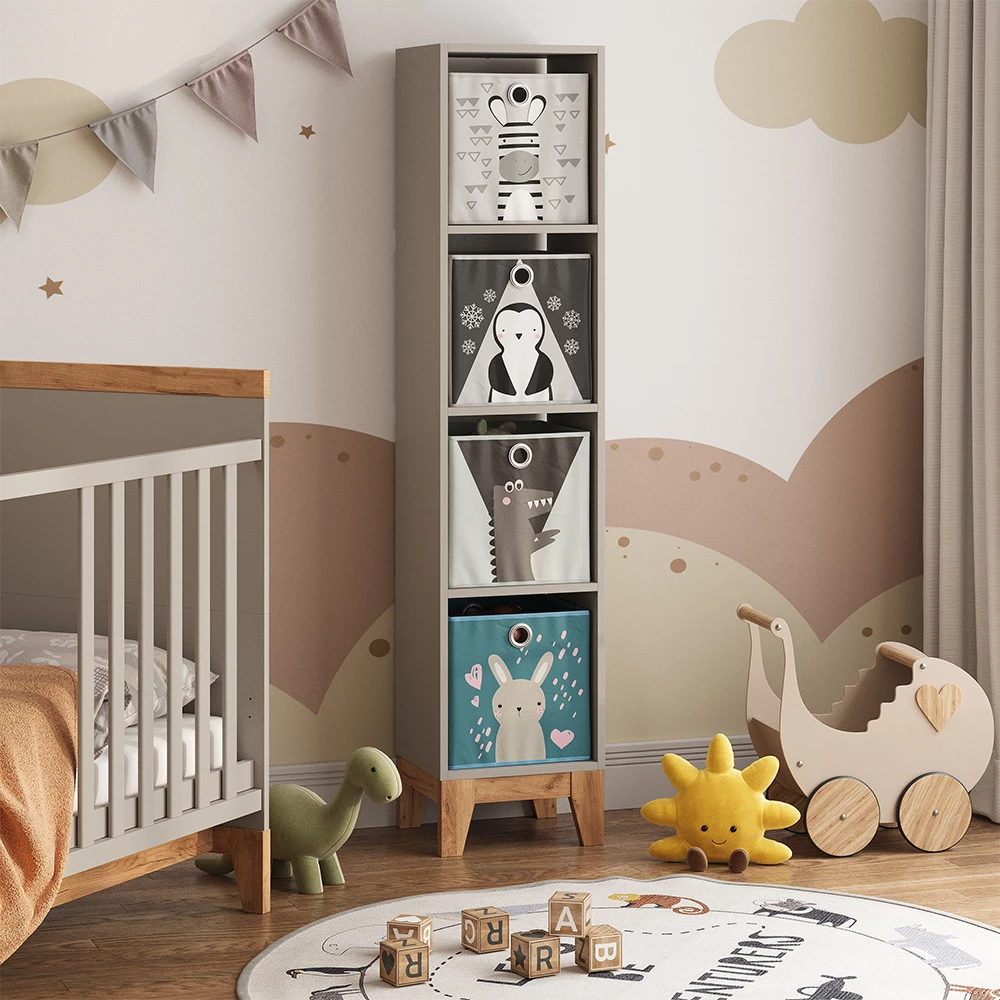 Nahaufnahme von Kinderregal in Cashmere/Artisan, zeigt Textur/Details