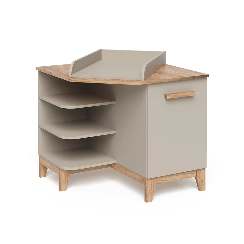 Wickelkommode in Cashmere/Artisan auf weißem Hintergrund