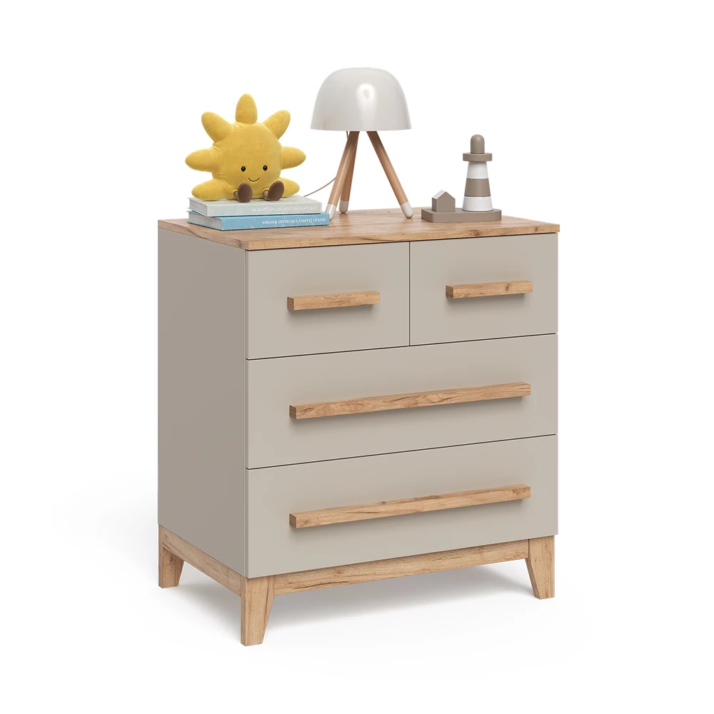 Sideboard in White/Artisan on white background with decorative elements