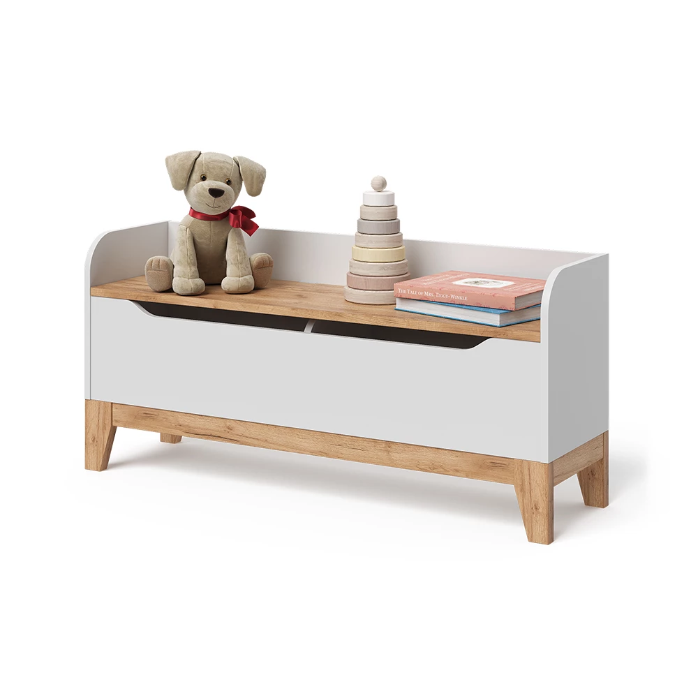 Cassapanca per giocattoli in Bianco/Artisan on white background with decorative elements