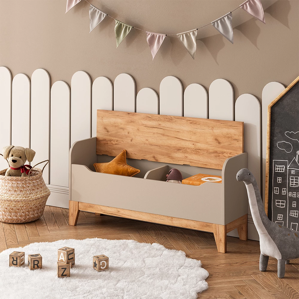 Close-up of Speelgoedkist in Kasjmier/Artisan, showing texture/details