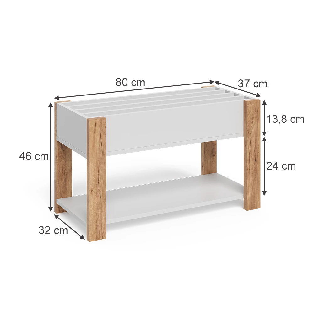 Scaffale per bambini in Bianco/Artisan on white background with visible dimensions