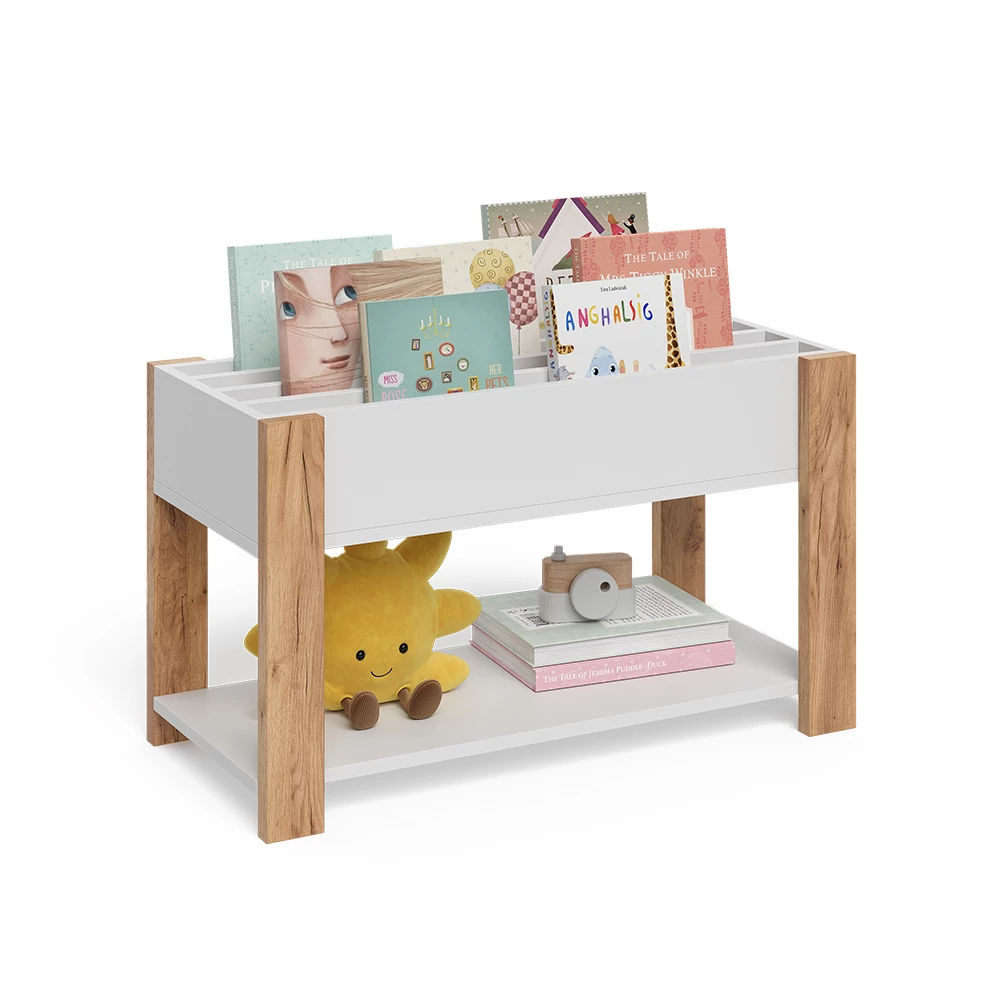 Scaffale per bambini in Bianco/Artisan on white background with decorative elements