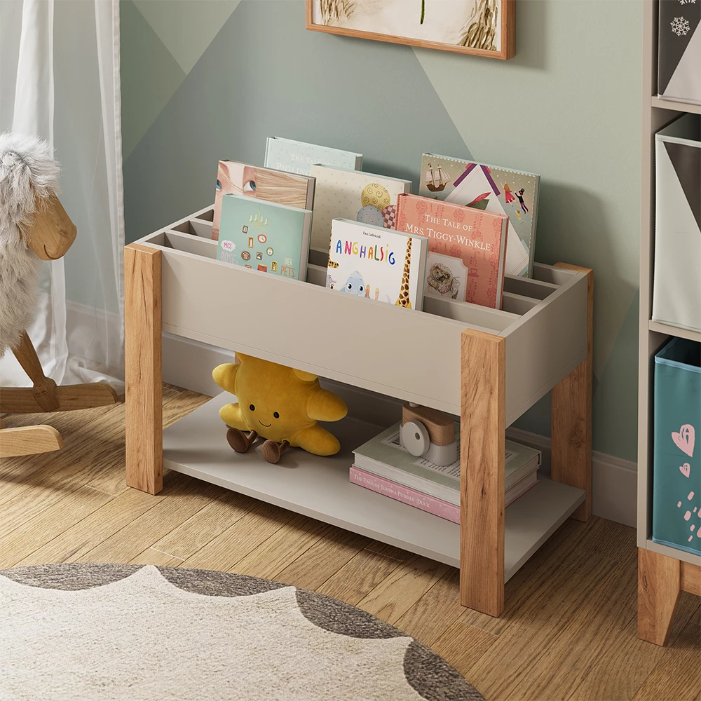 Nahaufnahme von Kinderregal in Cashmere/Artisan, zeigt Textur/Details