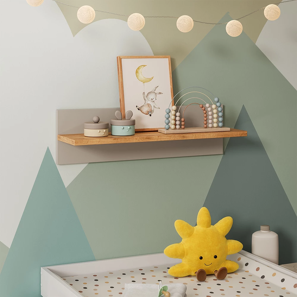 Wandregal Kinderzimmer in Cashmere/Artisan, dargestellt im Ambiente mit Dekoration