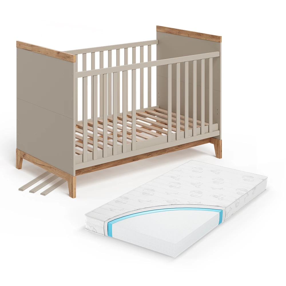 Babybett in Cashmere/Artisan auf weißem Hintergrund