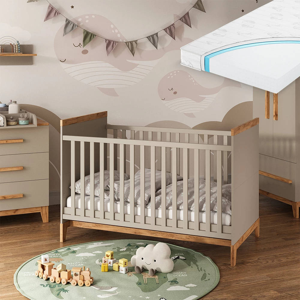 Babybett in Cashmere/Artisan, dargestellt im Ambiente mit Dekoration