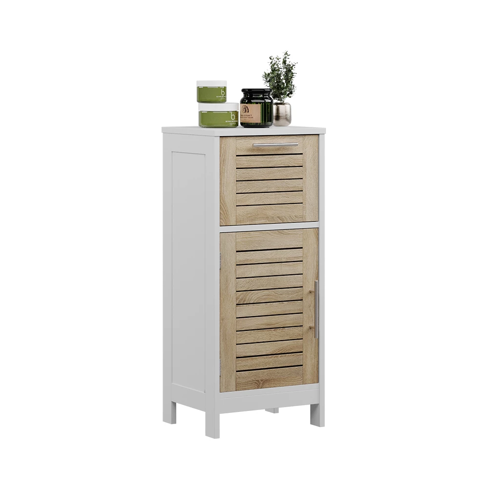 mobiletto bagno in Bianco/quercia on white background with decorative elements