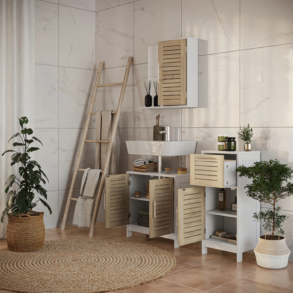 3-delige badkamermeubelset Looma Wit/eiken 3 delen Vicco