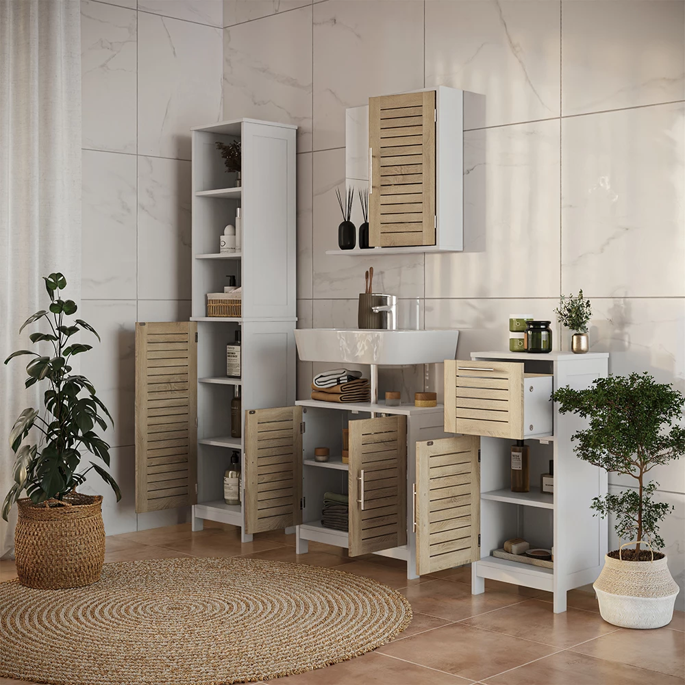 Badkamermeubelset Looma Wit/eiken 4 delen Vicco