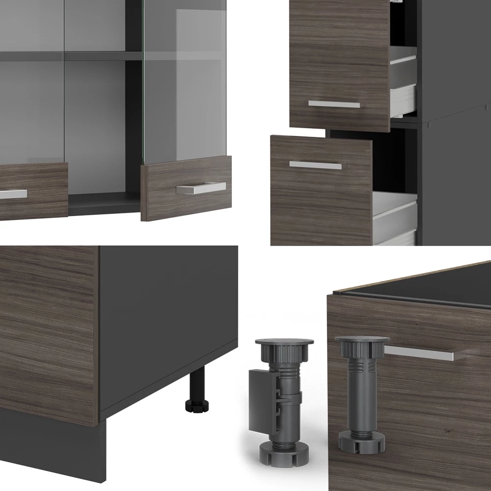 Close-up of Complete keuken in Edel grijs/antraciet, showing texture/details
