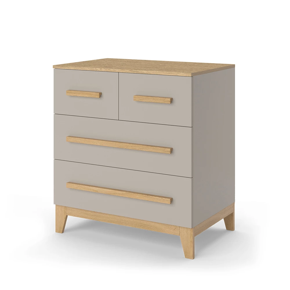 Kommode in Cashmere/Eiche auf weißem Hintergrund