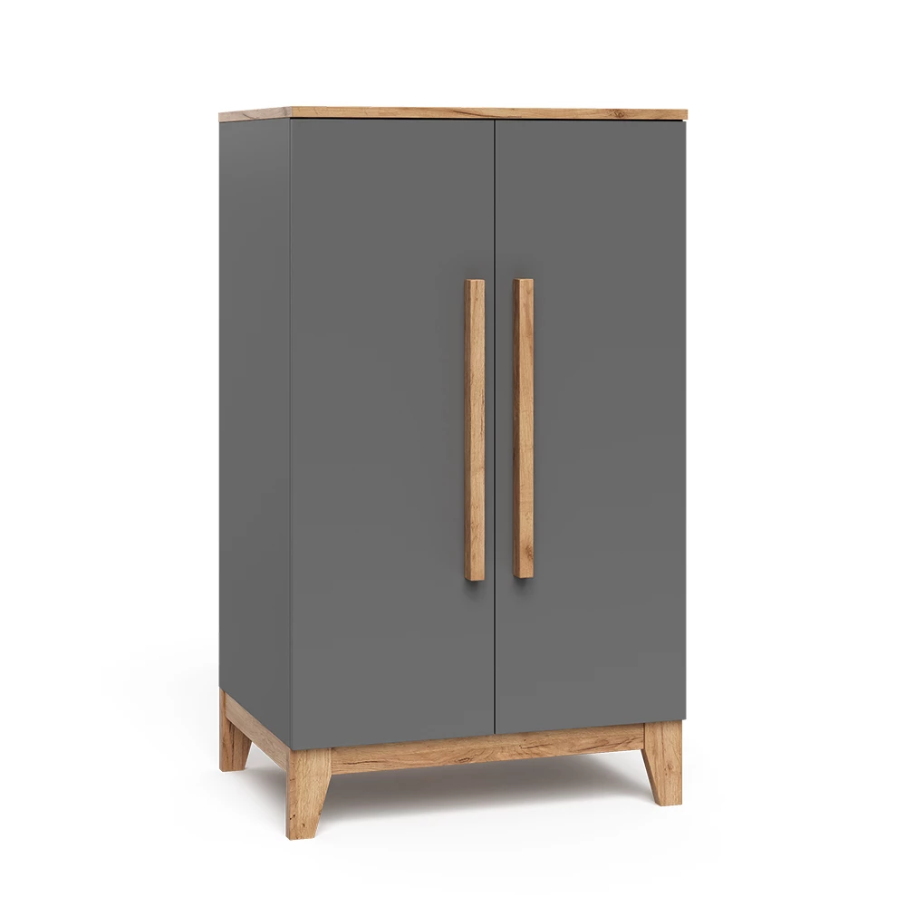 Kinderkleiderschrank in Grau/Artisan auf weißem Hintergrund