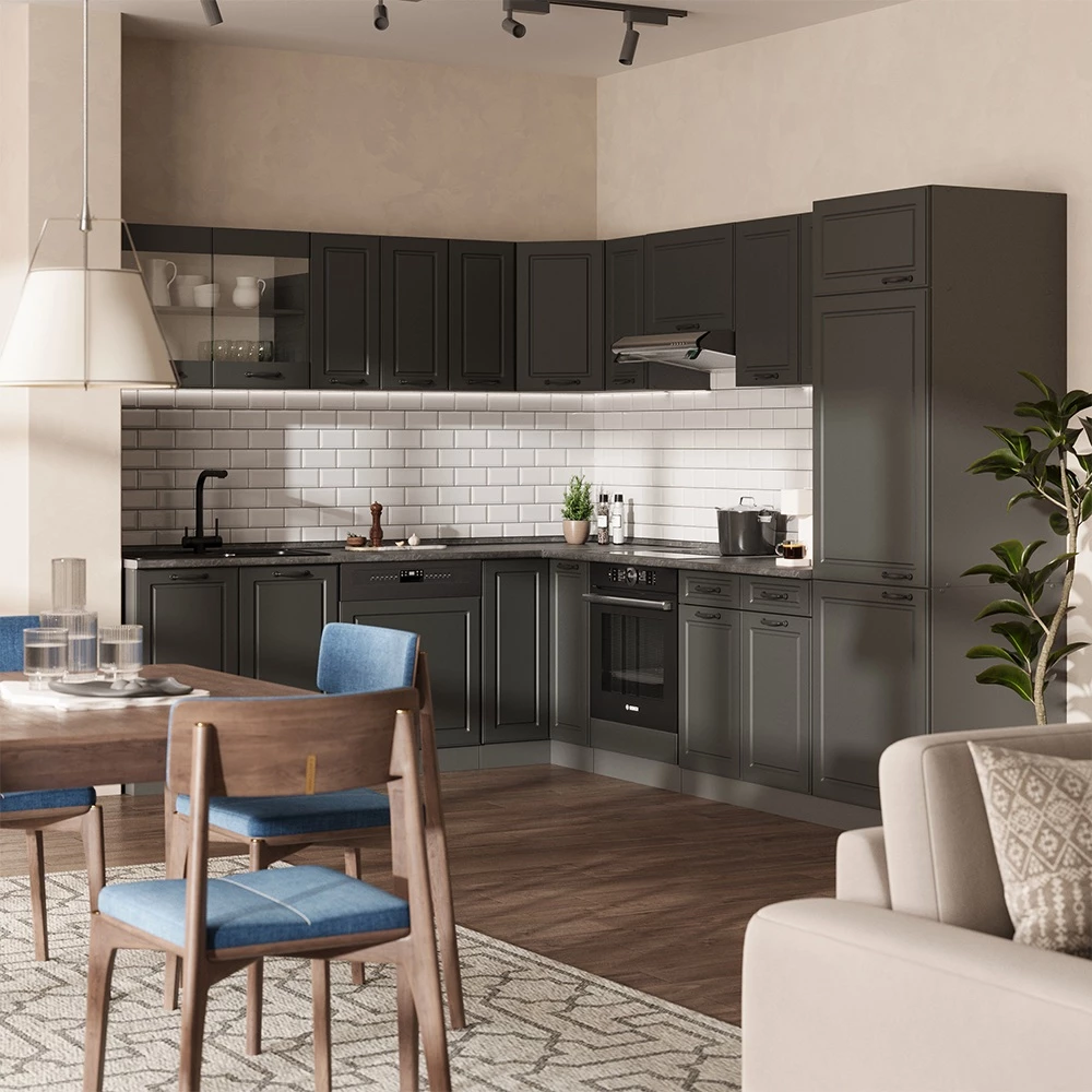 Hörnkök in Lantgård i antracit/antracit on white background