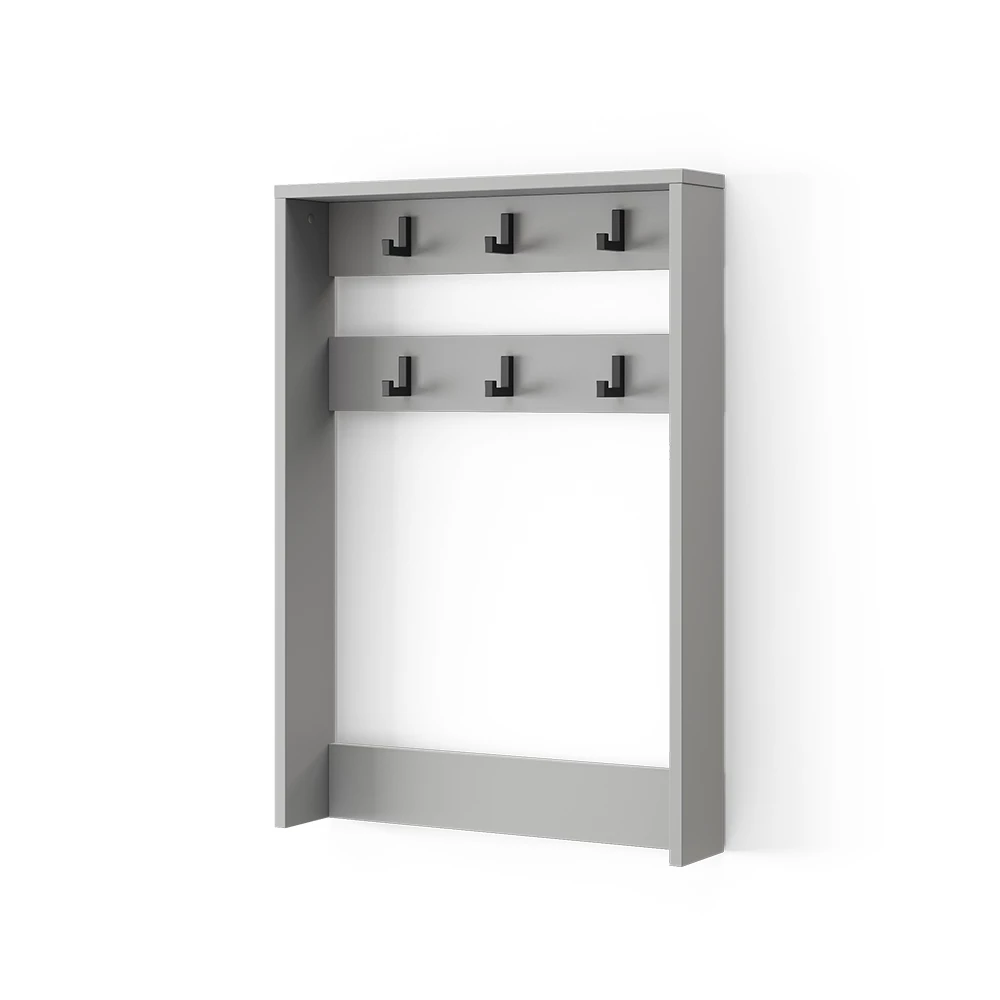 Garderobenaufsatz  in Grau auf weißem Hintergrund