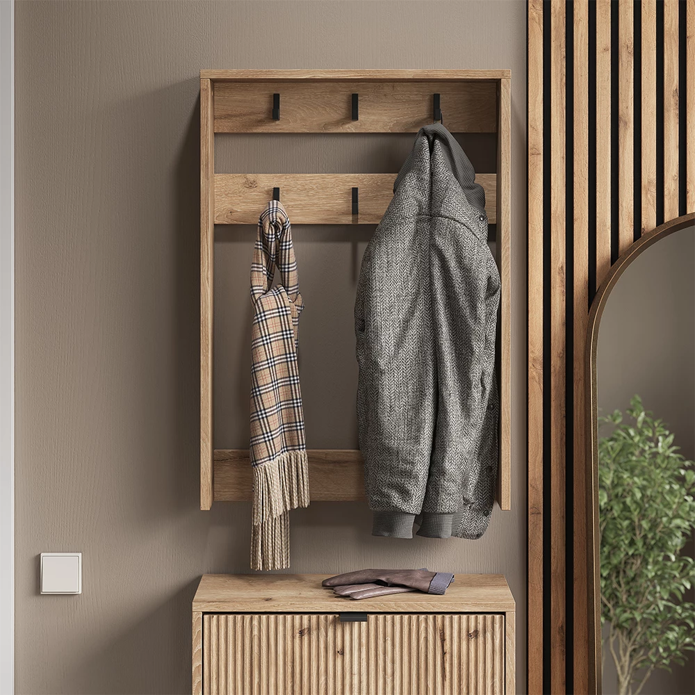 Garderobenaufsatz  in Viking Oak, dargestellt im Ambiente mit Dekoration