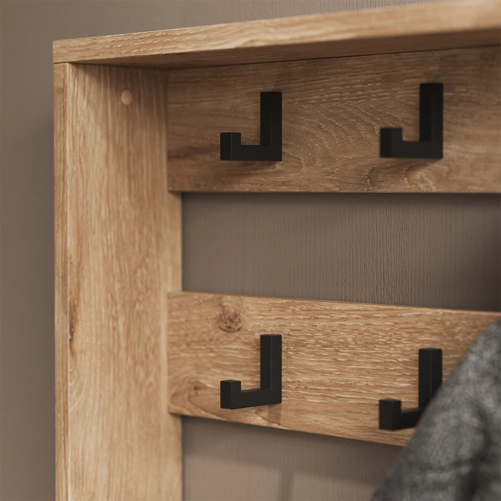 Nahaufnahme von Garderobenaufsatz  in Viking Oak, zeigt Textur/Details