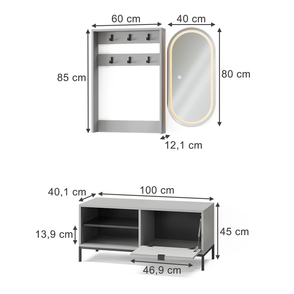Garderobe in Grijs on white background
